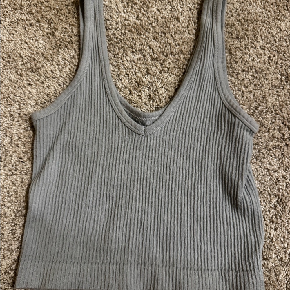Urban Outfitters Gray Ribbed Crop Tank Top